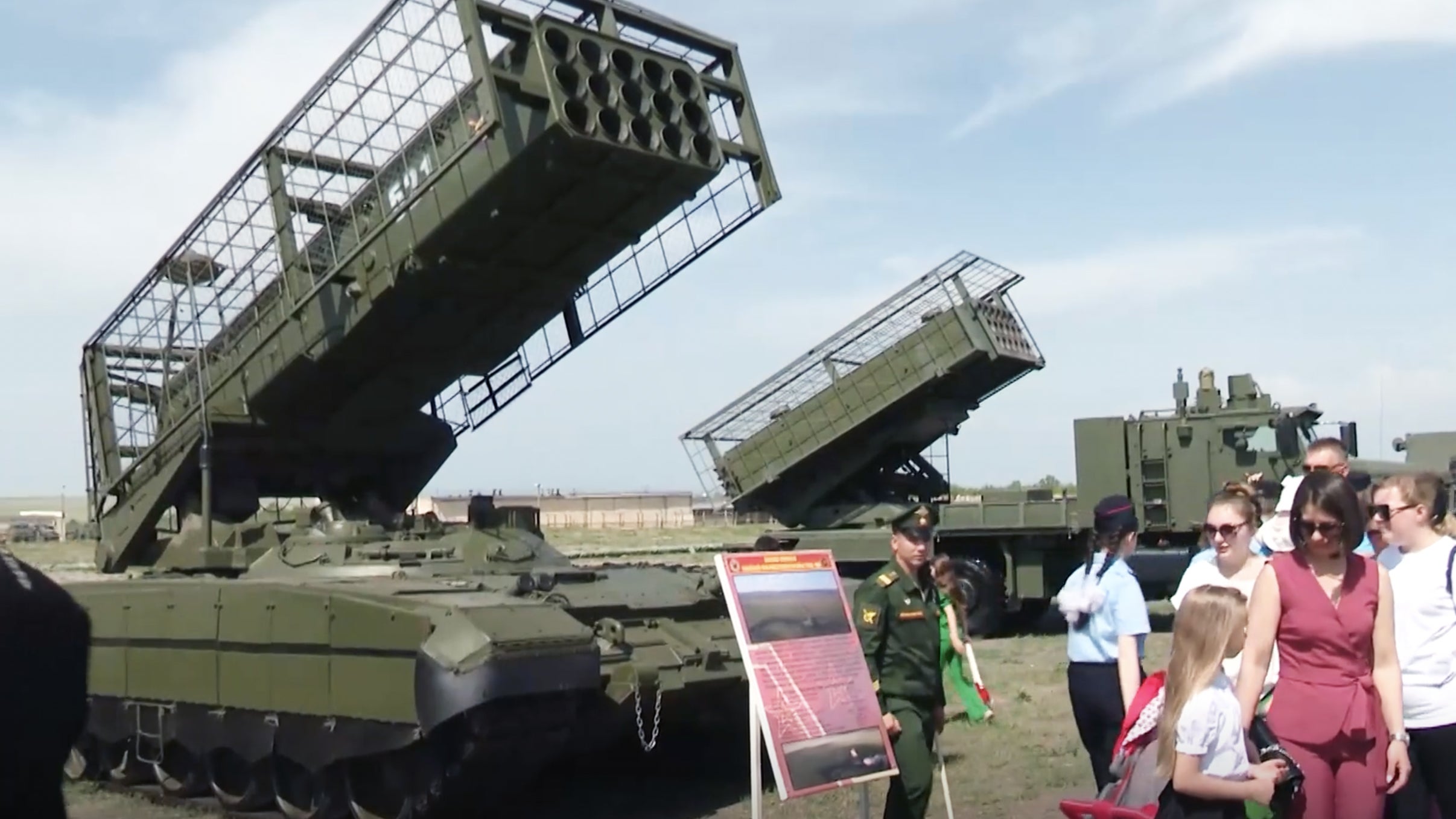 The latest iteration of Russiaâs TOS series of thermobaric rocket launchers has been seen, apparently for the first time, in military service. The TOS-3 Dragon was shown during an official event in Russiaâs southwest Saratov region, with its anti-drone screens pointing directly to experience from the war in Ukraine. With that in mind, it likely wonât be long before we start to see the TOS-3 being deployed in combat, especially as losses of the legacy TOS-1A continue to mount.